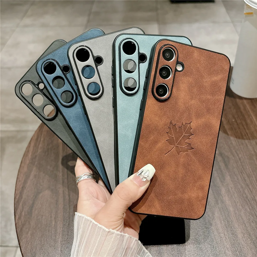 Funda de teléfono de hojas de arce Retro de cuero para Samsung A16 A26 A36 A56 A15 A25 A35 A55 A14 A24 A34 A54 A13 A23 A53 A12 A52 - imagen 2