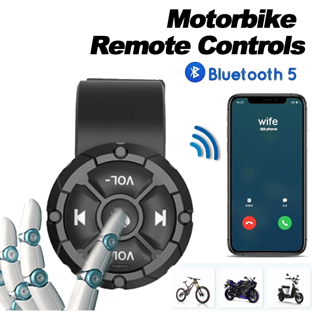 Auriculares inalámbricos para casco, cascos con botón remoto, Bluetooth 5,3, Control multimedia para manillar de motocicleta y bicicleta - imagen 2