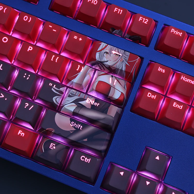 108 teclas/juego Azur Lane KMS Agir Keycap PBT Dye Sub retroiluminado KeycapsCartoon Anime Gaming Key Caps para teclados ANSI 61 87 104 108 - imagen 5