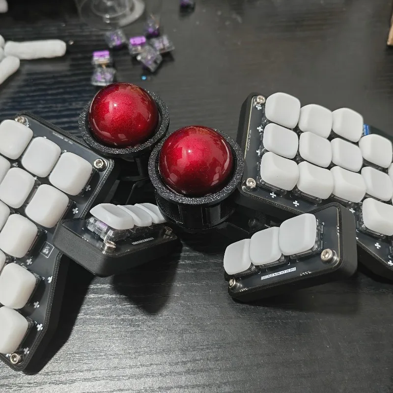 2025New Crosses 3X5 Teclado dividido personalizado con cable/inalámbrico Dual Track Ball Choc V1 soporte QMK/ZMK pantalla de juego de intercambio en caliente Teclado - imagen 2