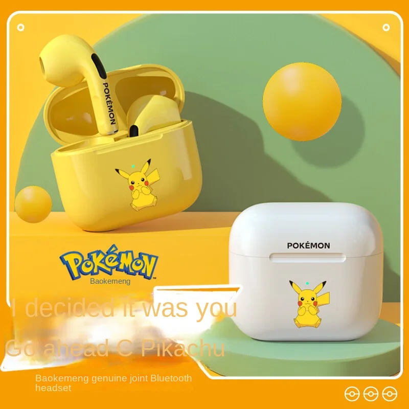 Pokémon Co-auriculares inalámbricos con Bluetooth, audífonos deportivos con reducción de ruido, sonido de alta calidad, marca Pikachu - imagen 2