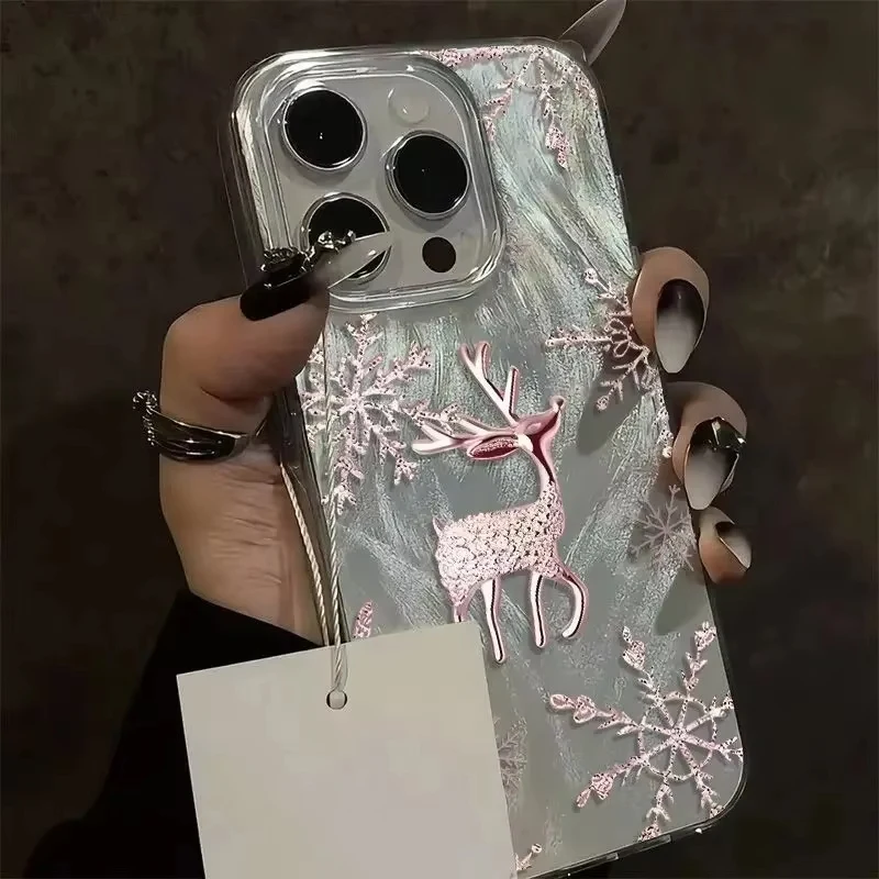Funda de teléfono con diseño de ciervo y copo de nieve de Navidad para Samsung Galaxy S23 S24 S25 Ultra S22 S21 S20 Plus FE A15 A55 A20S - imagen 2