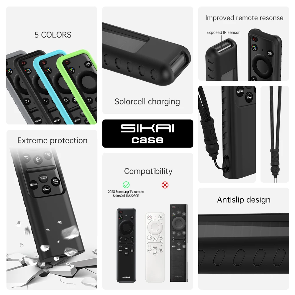 SIKAI cubierta de Control remoto para 2023 carga Solar TM2360E TM2361E cubierta de silicona para Samsung BN59-01432A TV remoto - imagen 3