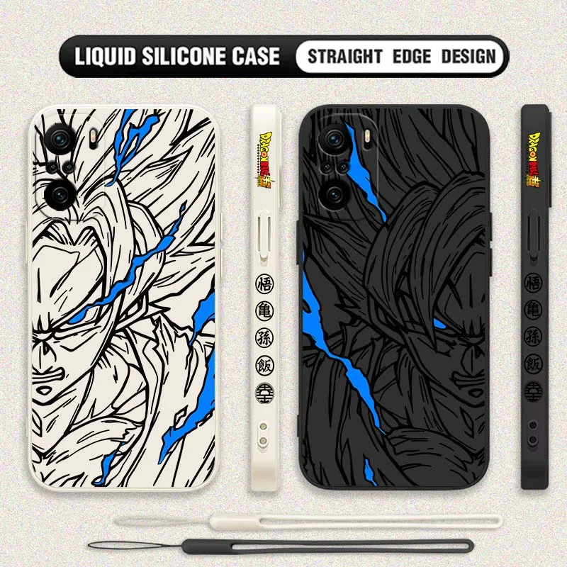 D-Dragon Ball Saiyan Goku Cool para Xiaomi Redmi Note 14 13 12 11 10 9 8 Pro Plus 4G 5G cubierta de la caja del teléfono de cuerda izquierda líquida - imagen 2