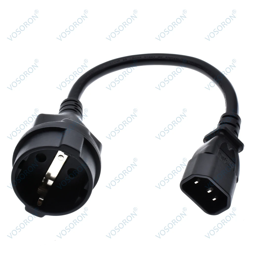PDU UPS Cable IEC C14 a Euro Schuko Socket Cable de extensión de alimentación 30cm Schuko CEE7/4 Cable de extensión de alimentación Cable de alimentación - imagen 2