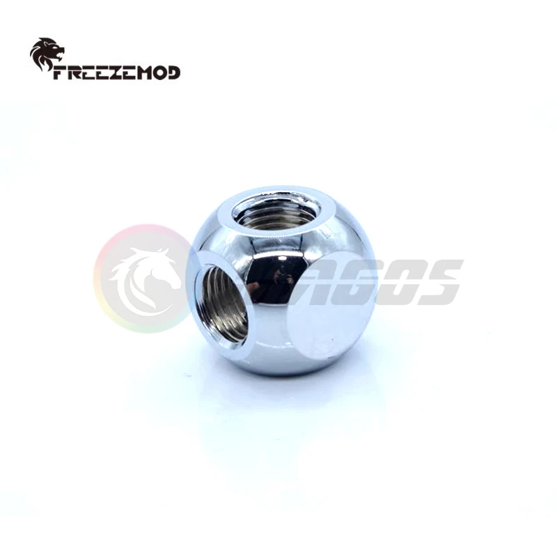 HDTD-3STB Accesorio de bola en forma de T en forma de T con forma de cubo multicanal, rosca interior G1/4 3X, plateado/negro/blanco, - imagen 2