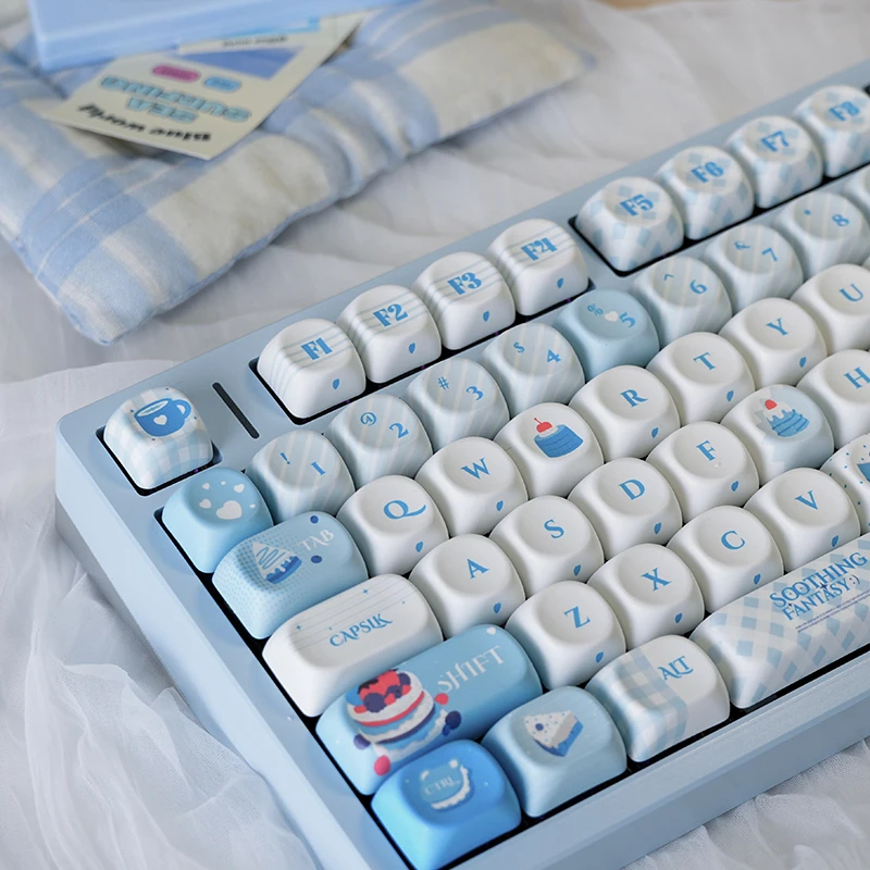 Juego de teclas con tema Blue Sweet Dream, perfil PBT MOA 134/140, teclas originales personalizadas hechas a mano para accesorios de teclado mecánico - imagen 2