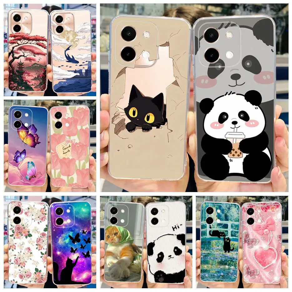Funda de silicona blanda para Vivo Y28 4G, carcasa pintada con Gato Y Panda, V2352, 6,68 pulgadas