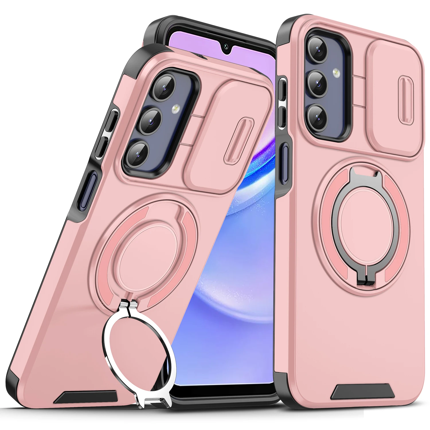 Funda de teléfono magnética con soporte de anillo a la moda para Samsung S25 Ultra S24 Plus S23 S22 A16 A26 A36 cubierta protectora de cámara a prueba de golpes - imagen 3