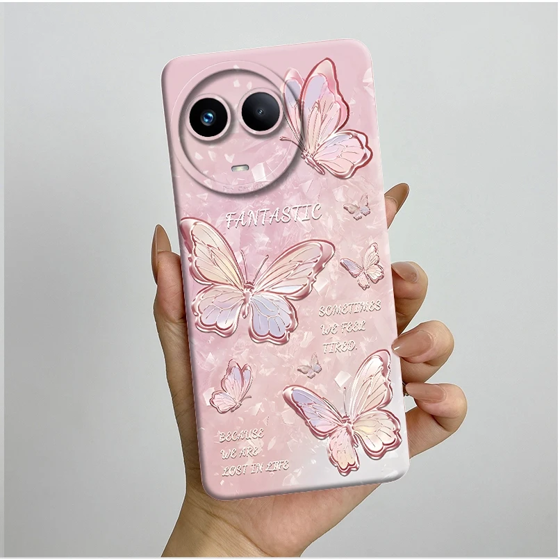 Para Realme V50 funda estética bonita mariposa flores a prueba de golpes funda de silicona suave para Realme V50S RMX3783 funda de teléfono - imagen 4