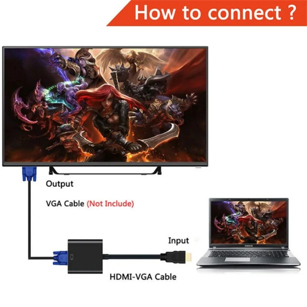 Cable adaptador HDMI a VGA de 1080P, convertidor Digital a analógico para Xbox, PS4, PC, portátil, TV Box a proyector, Displayer, HDTV - imagen 3