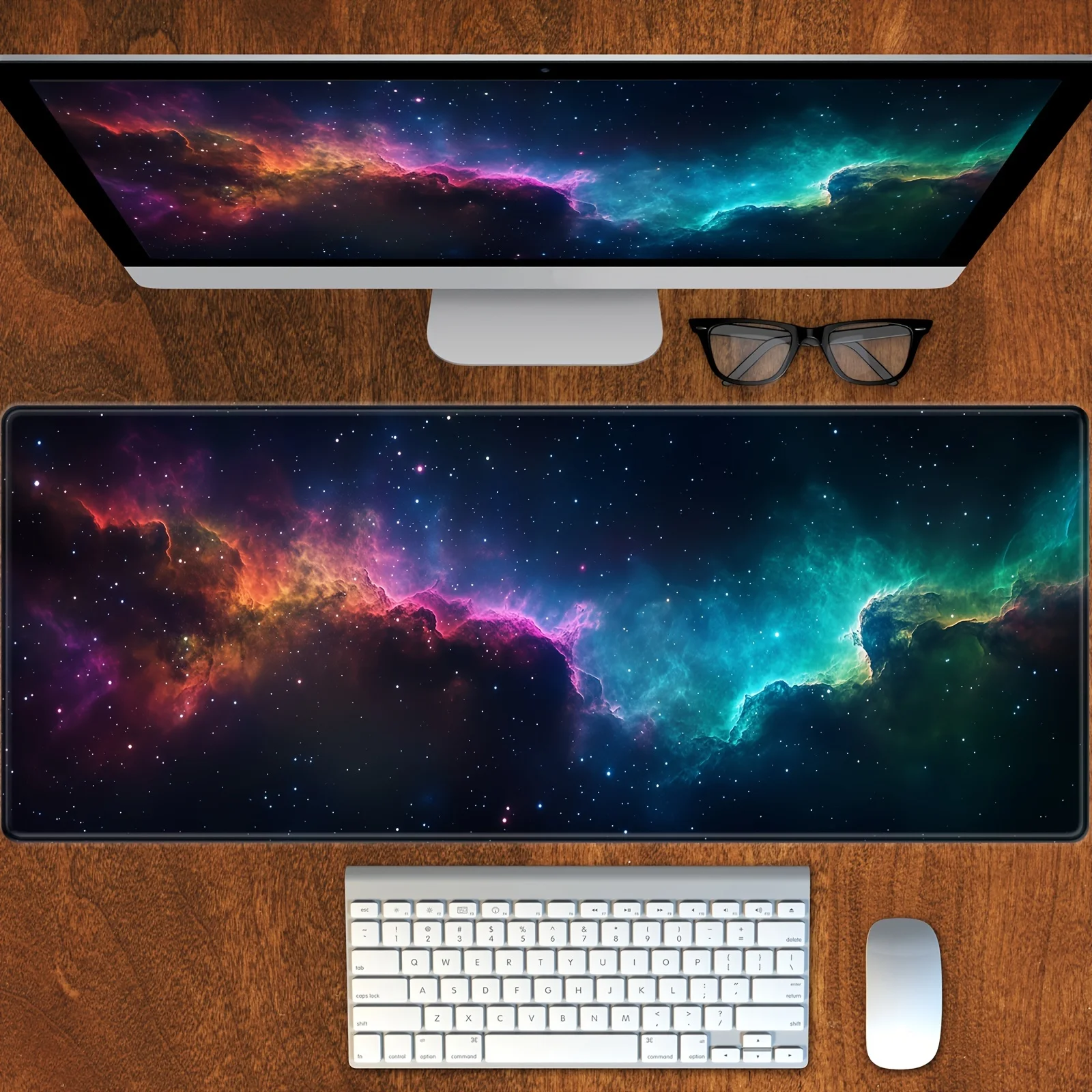 Alfombrilla de ratón colorida Space Galaxy, accesorios de escritorio de PC antideslizantes de goma grande, alfombrilla de ratón para teclado de oficina y jugadores, alfombrilla decorativa - imagen 3