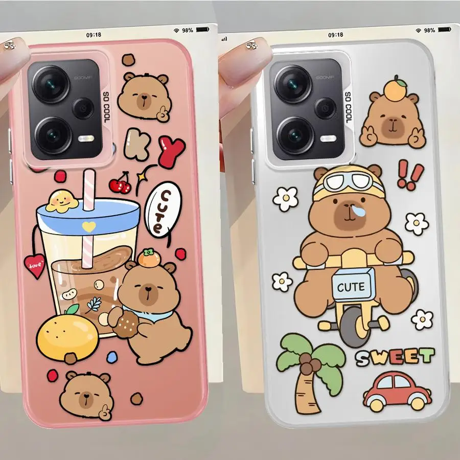 Funda trasera de teléfono para Xiaomi Redmi 13C 9C A5 12C 10C A1 A2 Plus 9T K60 14C capibara dibujos animados lindo