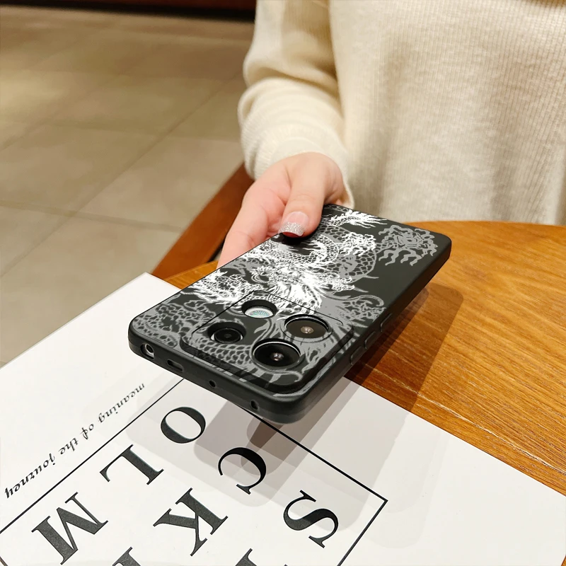 Funda de teléfono con diseño de dragón blanco para Xiaomi Mi 11 Lite 5G 14 13T 13 12T 12 Poco M6 X6 X5 F5 Pro Redmi 13C Note 13 12S 12 11 - imagen 5