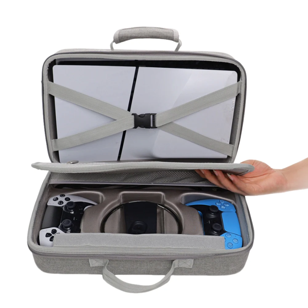 Estuche de transporte para PS5, bolsa de almacenamiento de carcasa dura delgada, controlador de consola de mando, bolso de viaje protector para auriculares para PS5 Slim - imagen 3