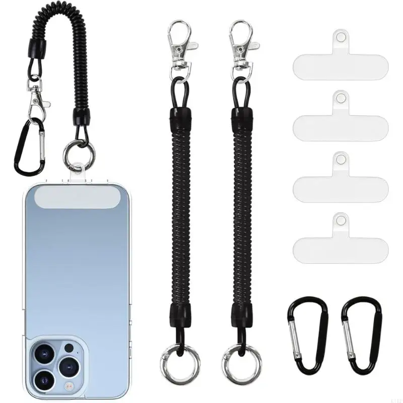 Anti -Lost Phone Lanyard Tether para mayoría los teléfonos móviles Correa elástica retráctil con parches y carabinador - imagen 5