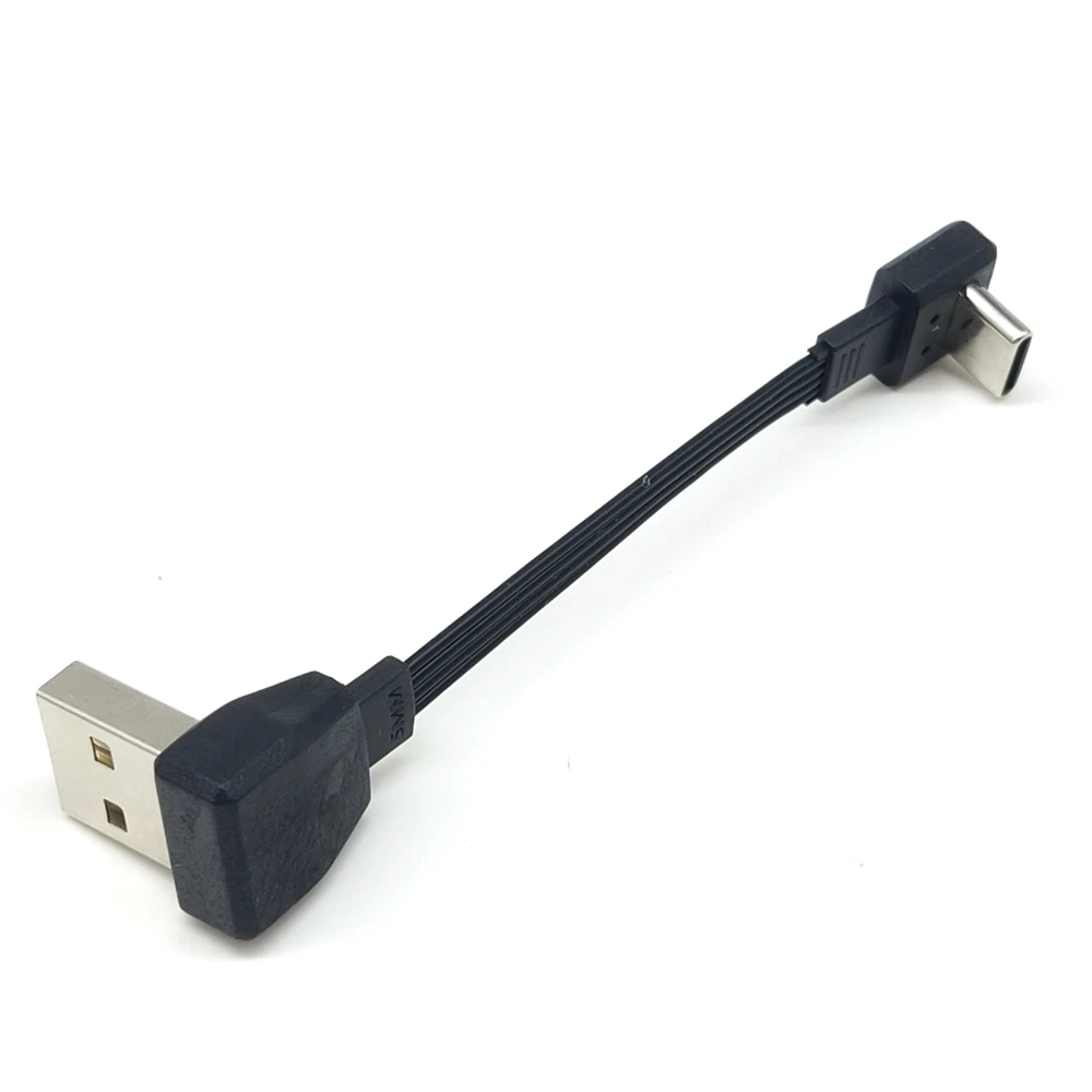Cable de datos tipo c de codo ultrafino de 50CM USB 2,0 cargador de doble codo Po portátil universal de corto plazo 10CM-100CM