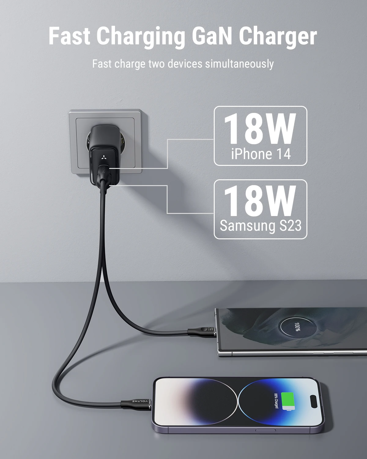 VOLTME 35W PD USB C cargador GaN III Tech cargador rápido bloque de cargador de pared rápido para iPhone 15 Pro Max MacBook iPad Steam Deck - imagen 2