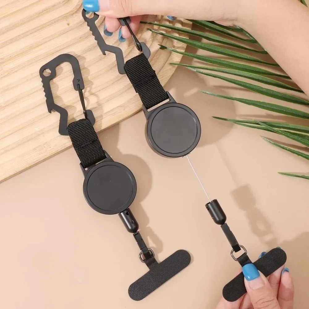 Paquete de 1-4 llaveros retráctiles, soporte de correa de carrete de tarjeta de identificación táctica resistente con cierre de Clip para teléfono, llavero de cable retráctil - imagen 5