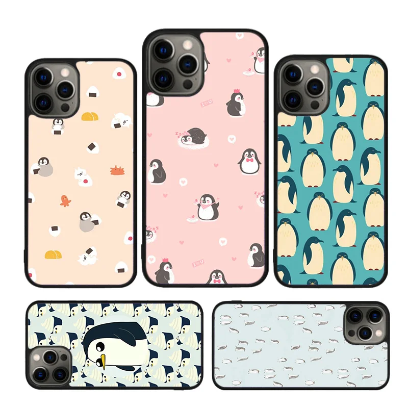 Funda de teléfono con bonito pingüino para iPhone 16 15 14 12 13 mini PLUS X XS XR 11 PRO MAX contraportada Fundas Shell Coque