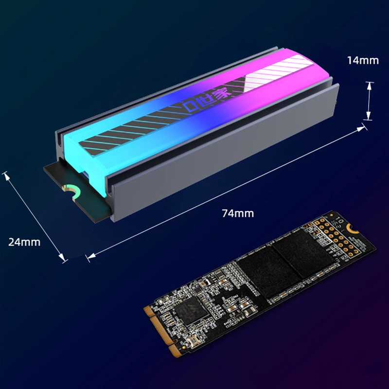 Disipador de calor TEUCER M.2 NVME SSD 5V 3 pines ARGB luces de colores 2280 enfriador de unidad de estado sólido - imagen 2