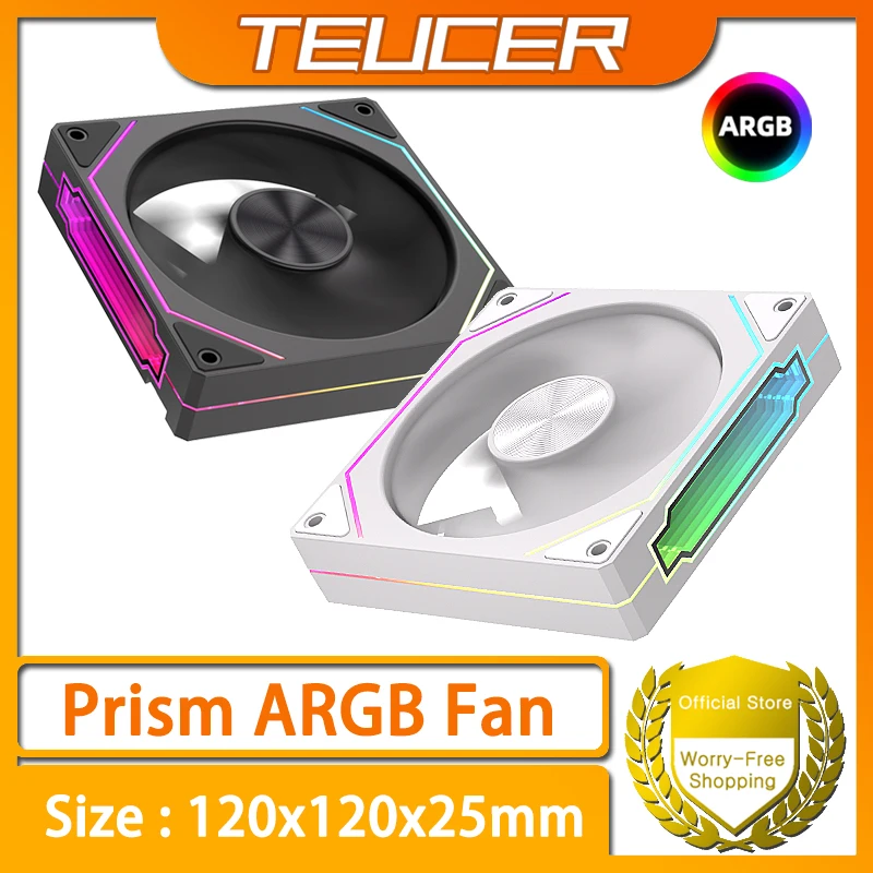 TEUCER-ventilador de chasis ARGB de 120mm, 4 pines, 12V, PWM, rodamiento hidráulico, ventilador de refrigeración para PC, 800-1600RPM, ventilador silencioso para ordenador de escritorio