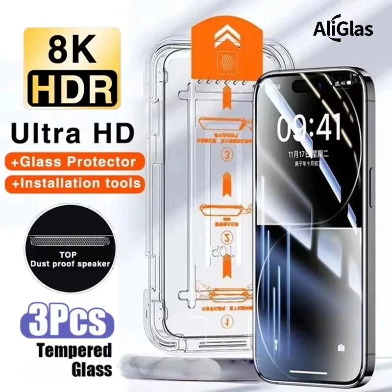 3 uds para OPPO A3 A2 A1 Pro Protector de pantalla de definición antirotura película de vidrio templado para OPPO Reno 11 13 Pro película HD de polvo automático