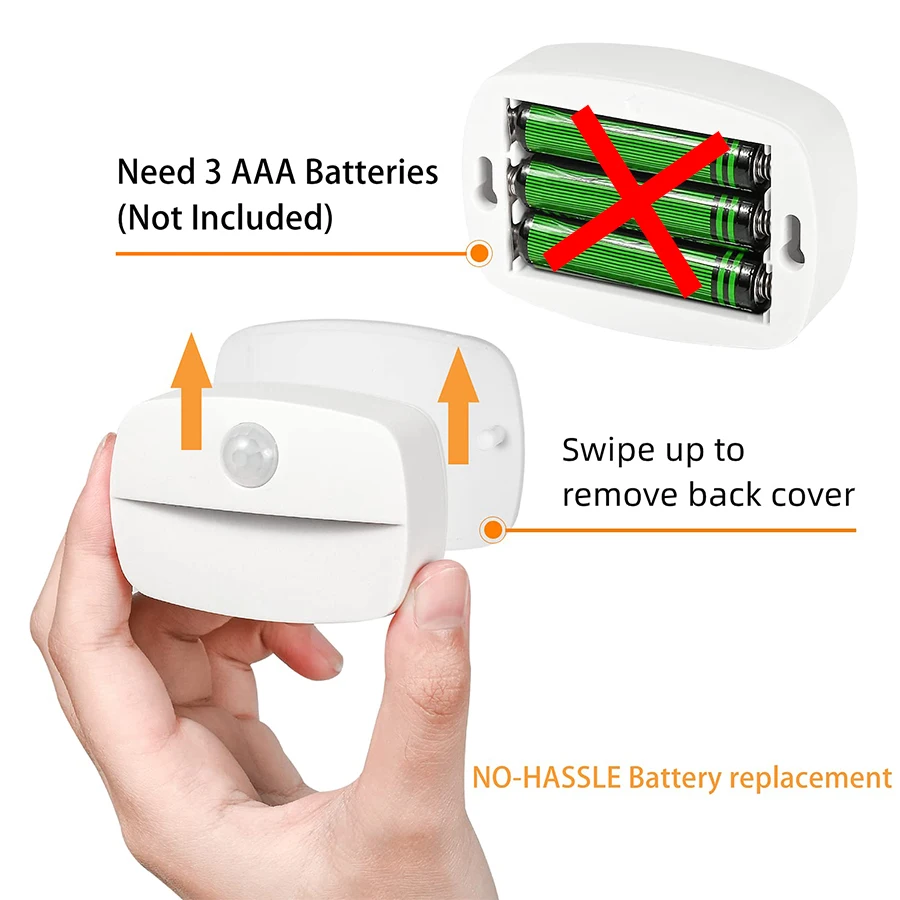 Luz LED nocturna para interiores con Sensor de movimiento, luces con pilas para pasillo, escalera, baño, armario y dormitorio - imagen 3