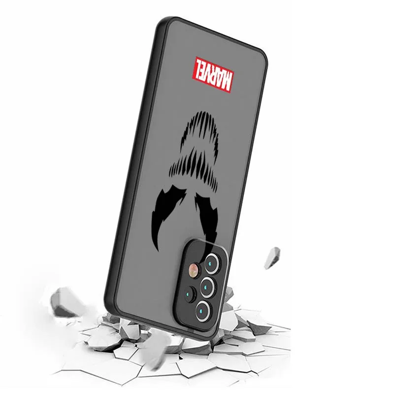 Marvel Ironman Spiderman Cool funda de teléfono para Samsung A56 A42 A36 A34 A33 A32 A23 A16 A04 A03 Note 20 5G esmerilado translúcido - imagen 3