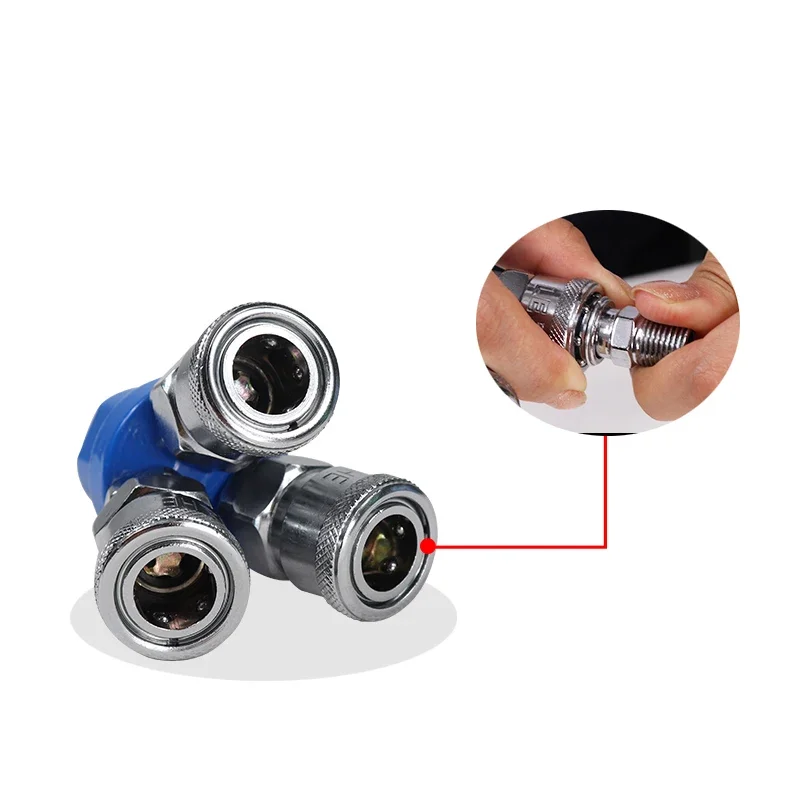 Componentes neumáticos tipo C conexión de conector rápido T redondo herramienta de enchufe bidireccional accesorios de compresor de aire - imagen 4