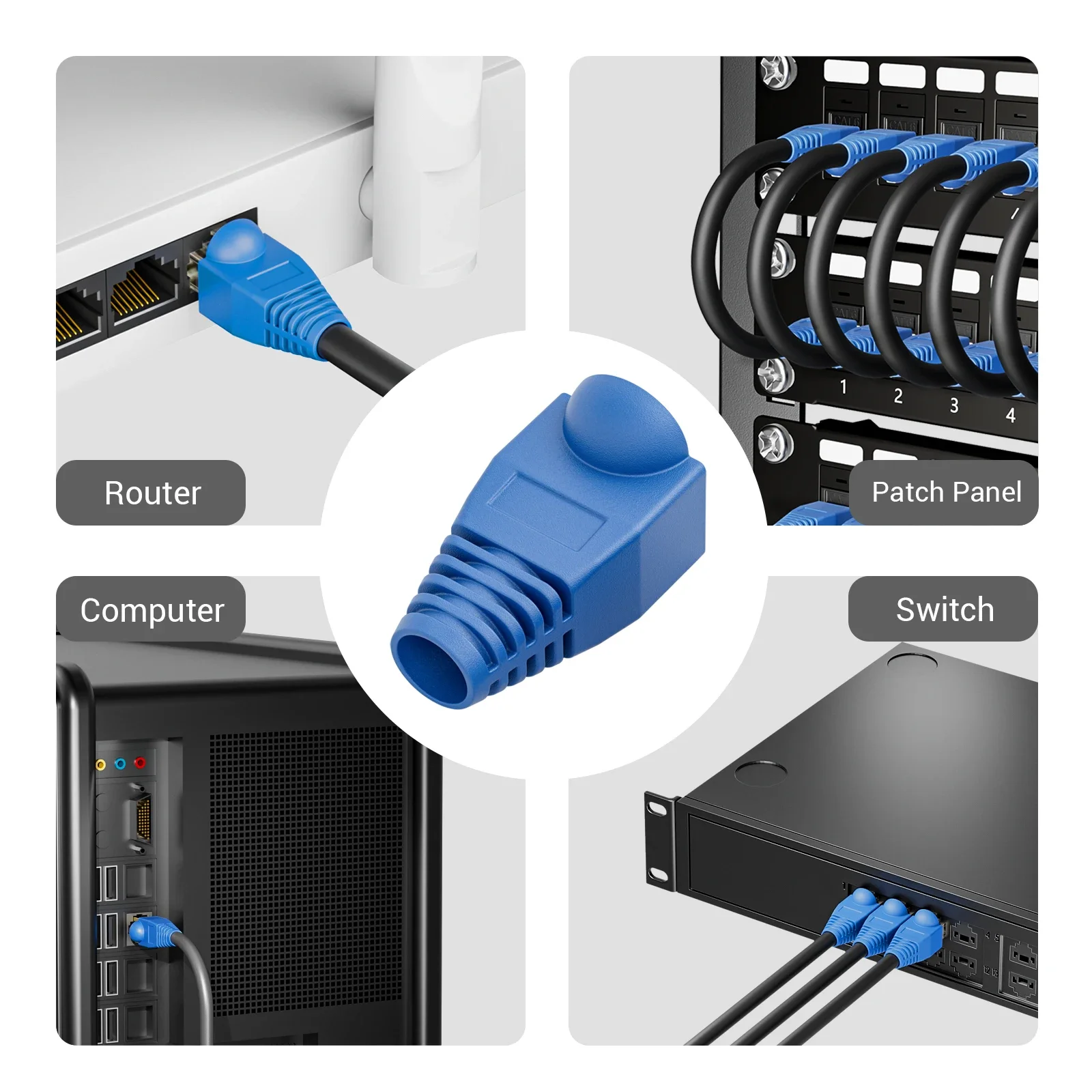 ZoeRax 100PCS RJ45 Strain Relief Boots Ethernet Cable Plug Cover Connector Plug Cover For CAT6 CAT5E Network Cable(OD 6.5mm) - imagen 5