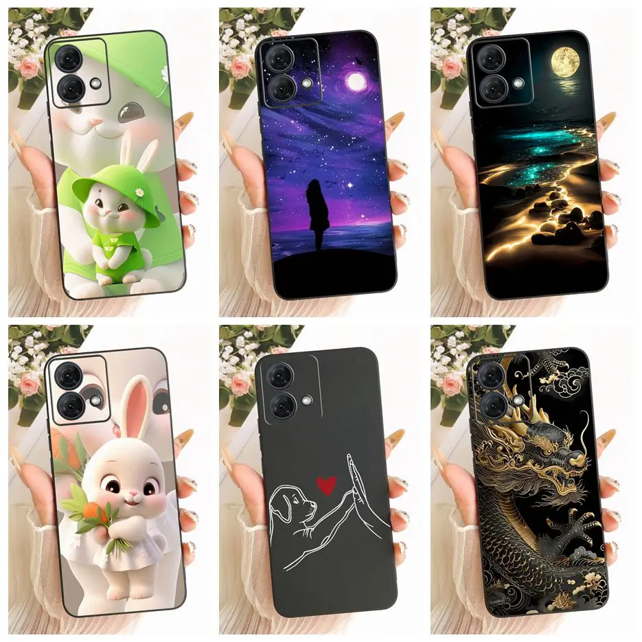 Para Motorola Moto G84 funda MotoG54 lindo conejo de dibujos animados pintado cubierta suave TPU funda de teléfono para Moto G54 G 84 MotoG84 Fundas parachoques