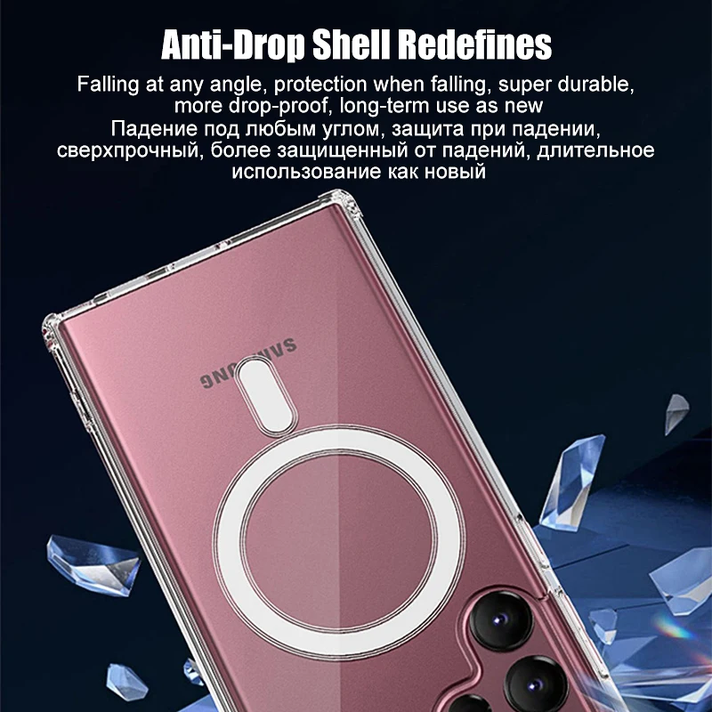 Funda magnética transparente Original para Samsung Galaxy S24 S22 S21 S23 S25 Ultra Plus Magsafe, funda S25 Ultra - imagen 5