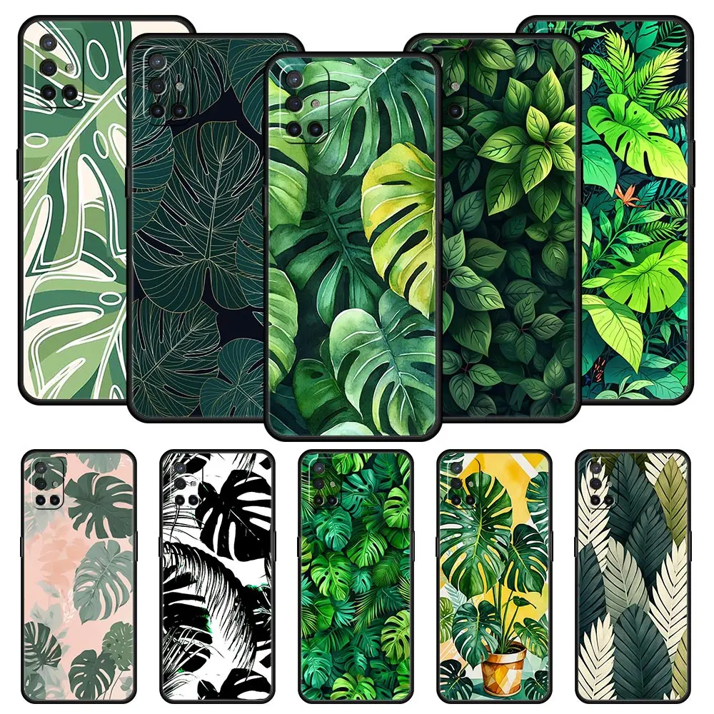 Funda de teléfono verde de hojas Monstera para OnePlus 15 13 12 11 10 9 8 13T 10T 7T Pro 13R 12R 9RT 8T Nord 4 2T CE 2 3 5G Lite