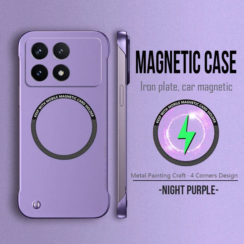 Funda de teléfono sin marco ultrafina con patrón de pintura de Metal magnético para Xiaomi Poco X7 X6 F6 F5 Pro F3, fundas de carga inalámbrica