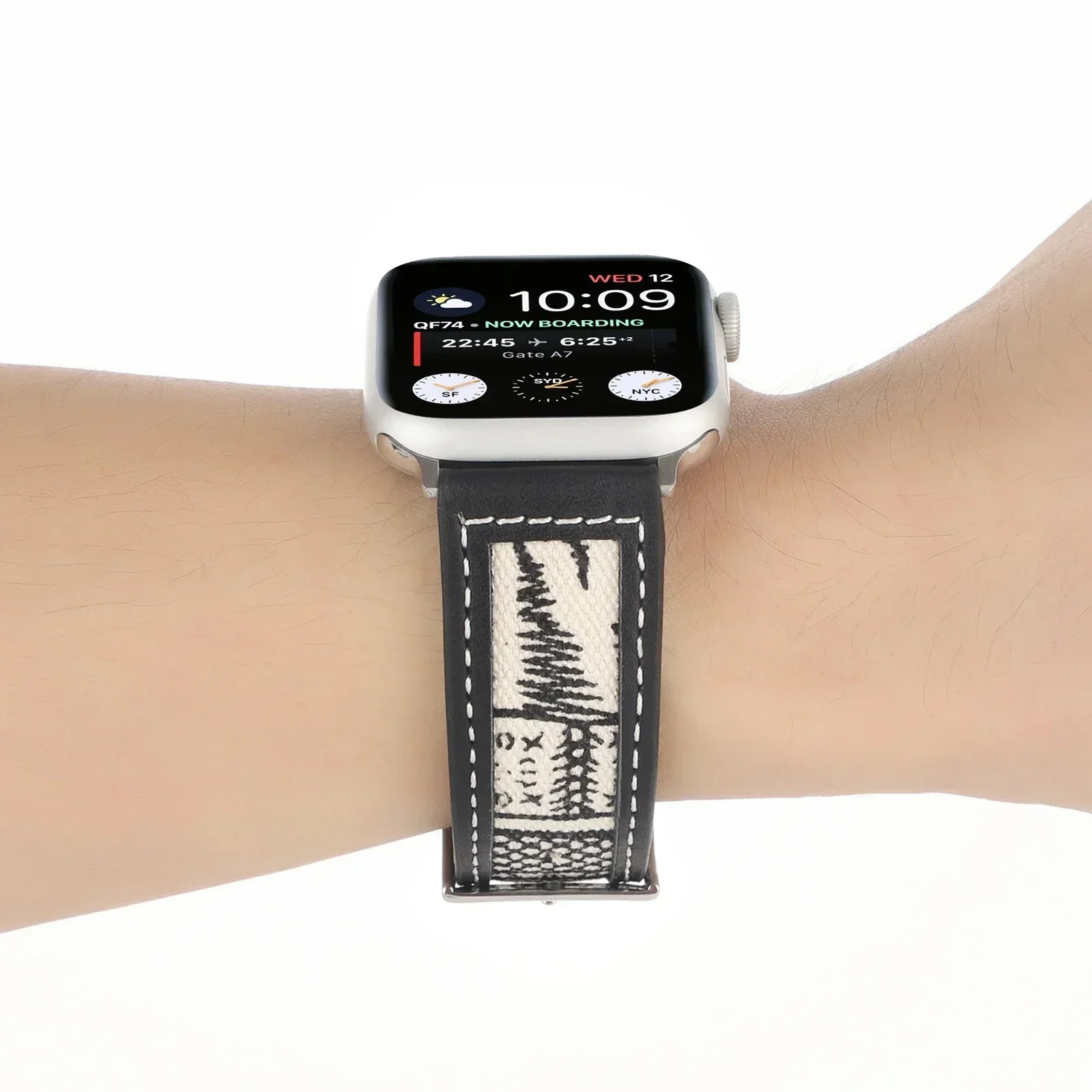 Correa de cuero de lona para Apple Watch, Correa deportiva para Apple Watch Series Ultra 2 Se 9/8/7/6/5/4, 42/44/45/49mm, 38/40/41mm, 1 unidad/3/2/1 - imagen 3