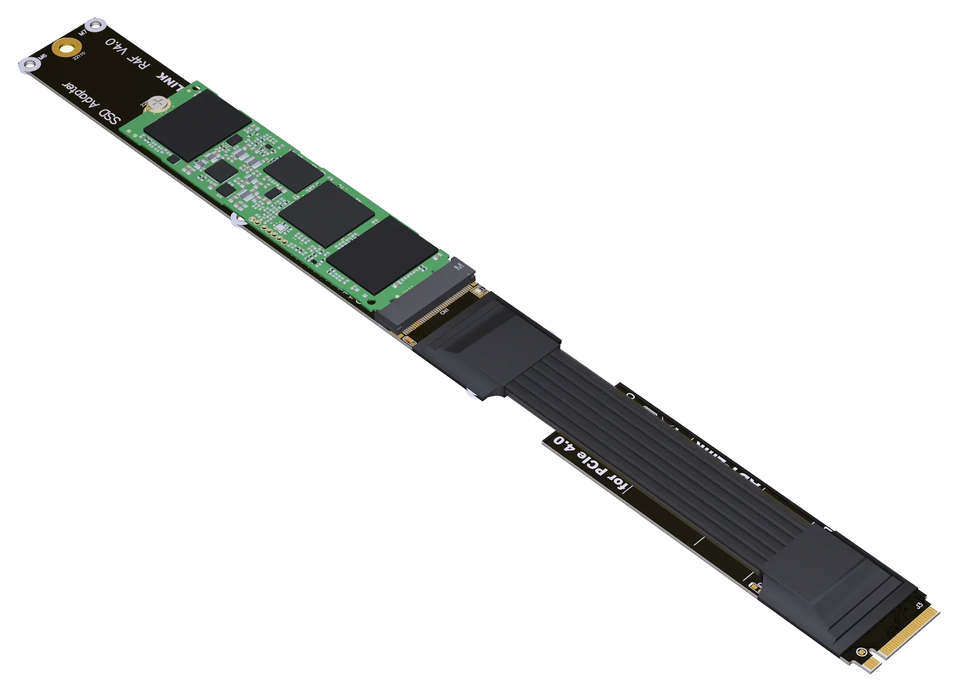 Cable de extensión SSD M.2 NVMe 2280 22110 de 64Gbps, tarjeta elevadora de unidad sólida GEN 5/4/3 M.2 SSD pci-express 4,0 X4 PCI-E M Key SSD Cable - imagen 3