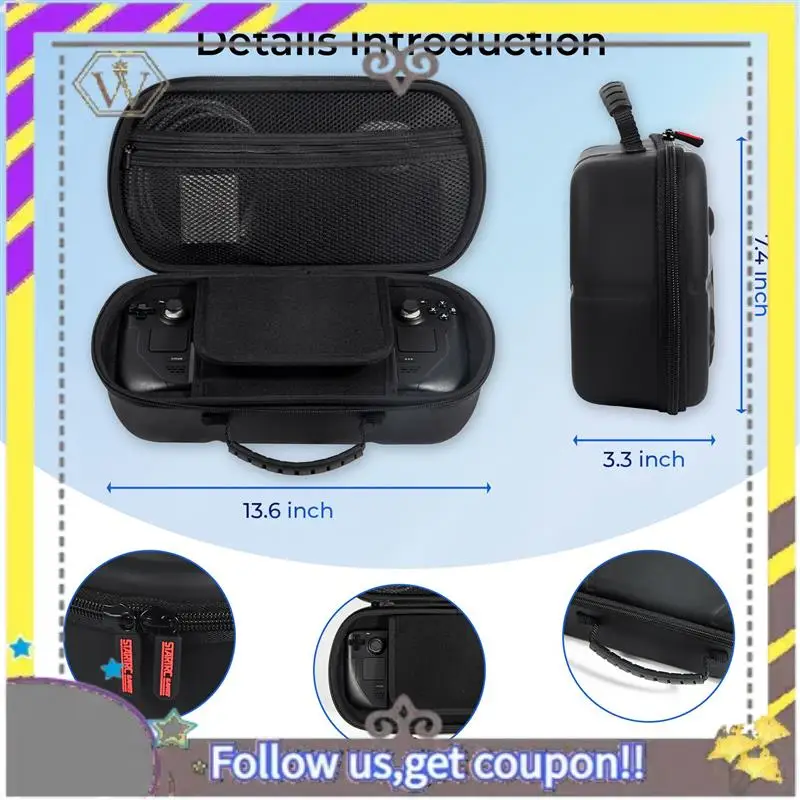 Bolsa de almacenamiento Universal de AU33, funda impermeable de PU, bolsa de espacio grande para Steam Deck/Switch/ROG Aiiy, consola de juegos duradera