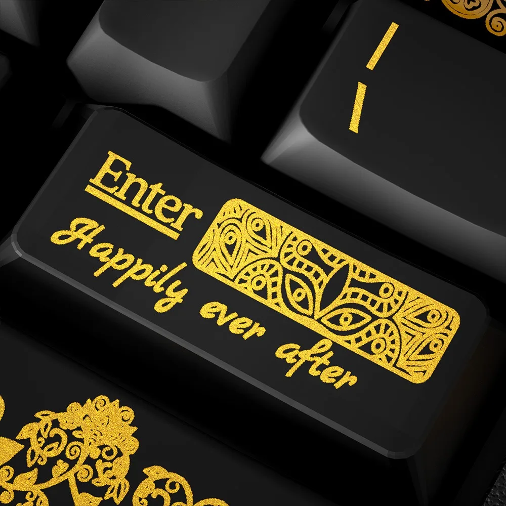 Datura-Juego de teclas de oro negro, 180 teclas PBT + PC, tapa de teclado translúcida personalizada, perfil de cereza, teclas para teclado mecánico - imagen 4