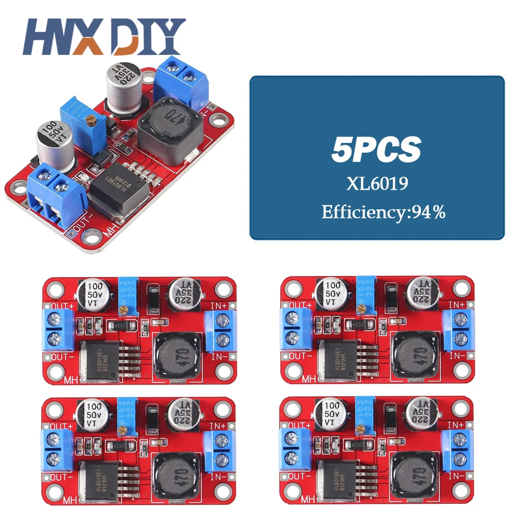 Módulo de potencia Boost Volt convertidor, 1-10 piezas, 5A, DC-DC, 3,3 V-35V a 5V, 6V, 9V, 12V, 24V, XL6019 - imagen 2