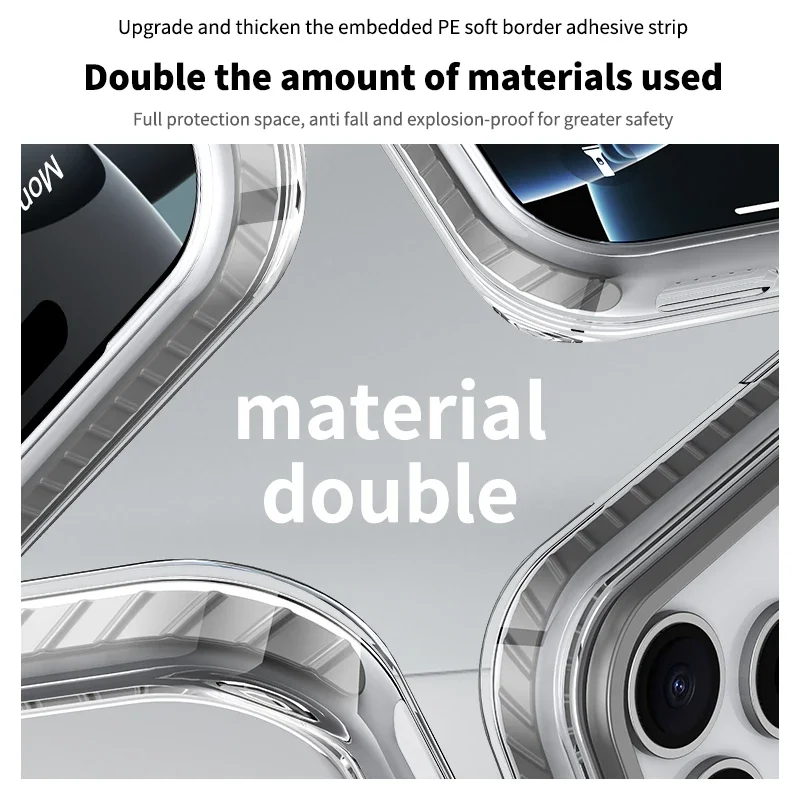 Funda transparente con carga inalámbrica magnética Magsafe para iPhone 17 Air 16 15 14 13 12 Pro Max, cubierta a prueba de golpes con borde suave a rayas de PE - imagen 5