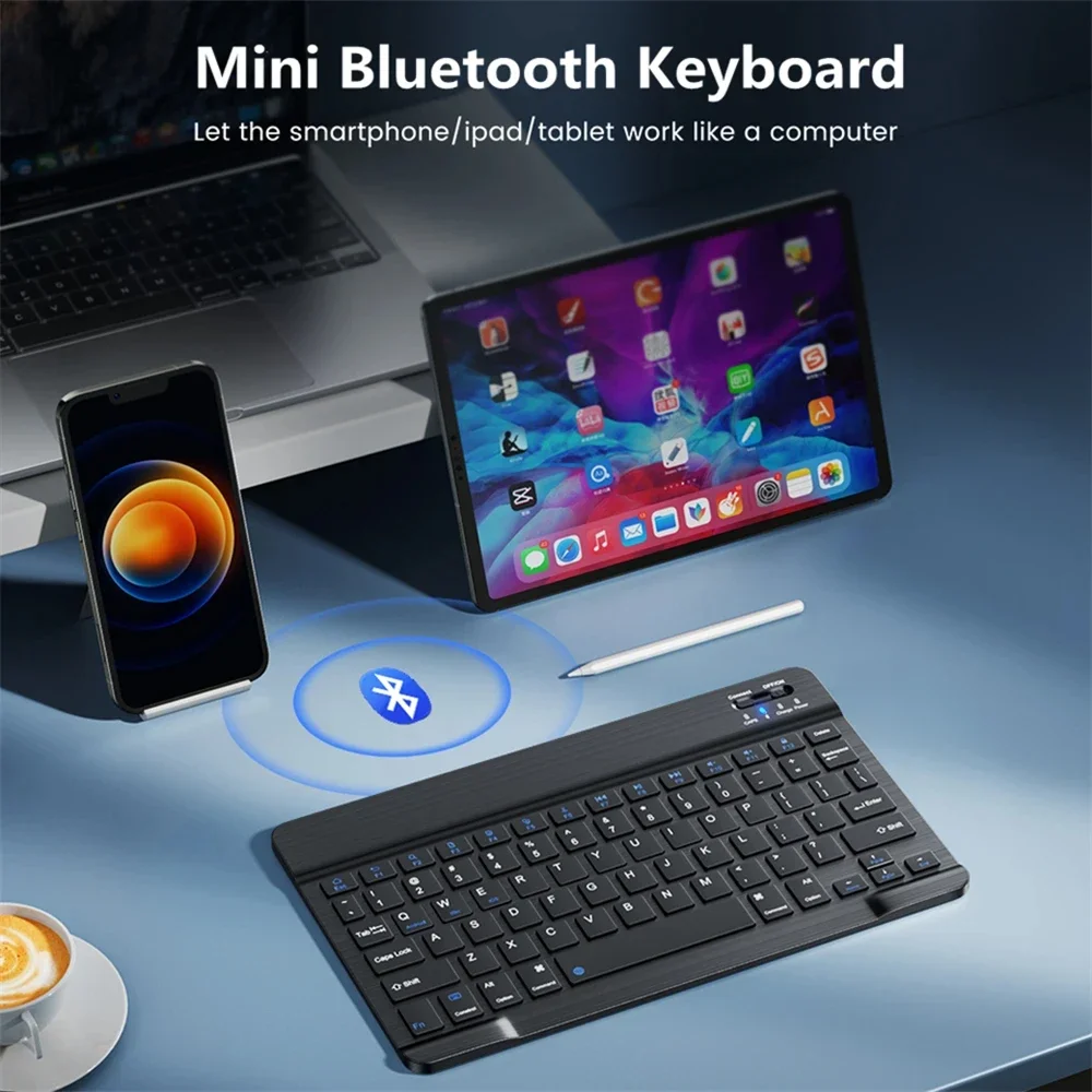 Teclado Bluetooth retroiluminado RGB, Mini teclado para juegos, teclado recargable, teclado portátil para IOS, Android y Windows - imagen 4