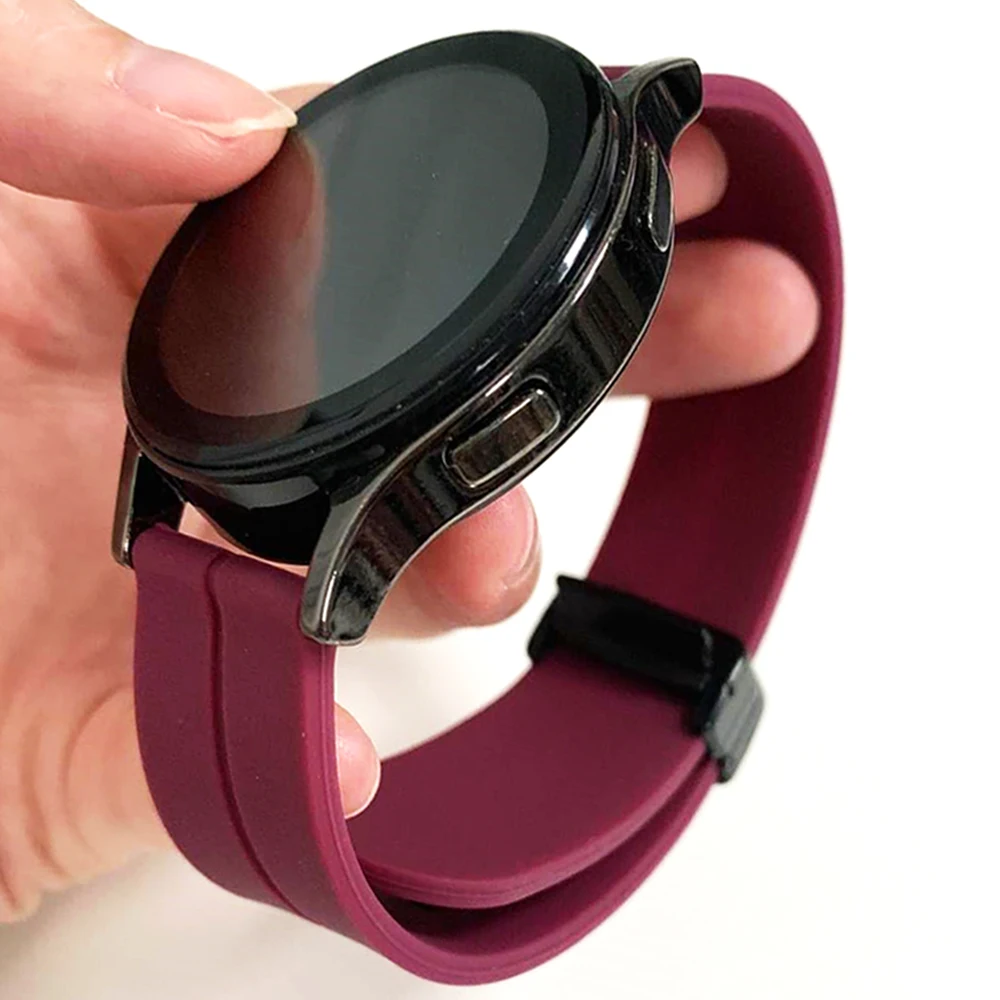 Correa de silicona de 20/22mm para Samsung Gear S3 Classic/Galaxy Watch 4, 5, 6, 7, 40mm, 44mm, hebilla magnética, correa de repuesto para Garmin Venu 4