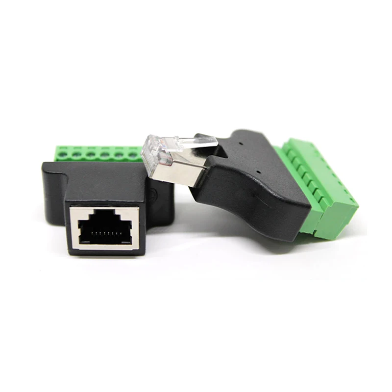 2 uds alta calidad RJ45 a adaptador de Terminal de tornillo RJ45 macho/hembra a conector de 8 pines divisor RJ45 para CCTV DVR accesorios CCTV - imagen 3