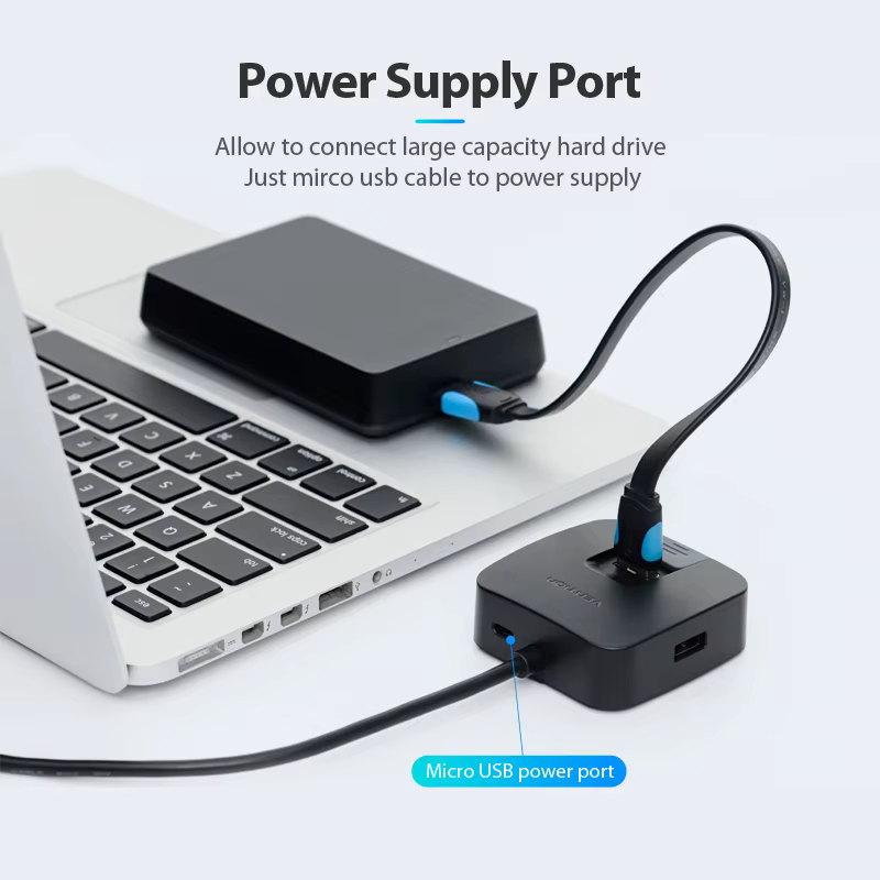 Hub USB 3.0 Vention – 4 Puertos OTG para MacBook Air y PC - imagen 2