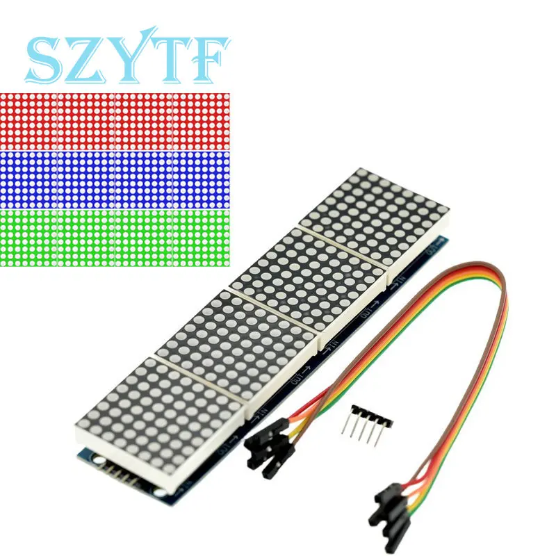Módulo de matriz de puntos MAX7219, 1 piezas, microordenador de un solo Chip, pantalla 4 en 1, Línea 5P