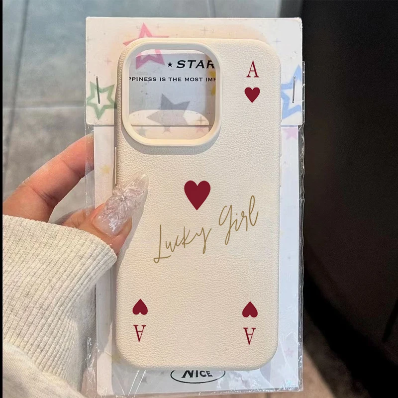 Funda de teléfono para iPhone 11 12 13 14 15 16 17 Pro Max XS X XR 16 Plus 16e 17 Air elegante Ace of Hearts Poker patrón funda de silicona