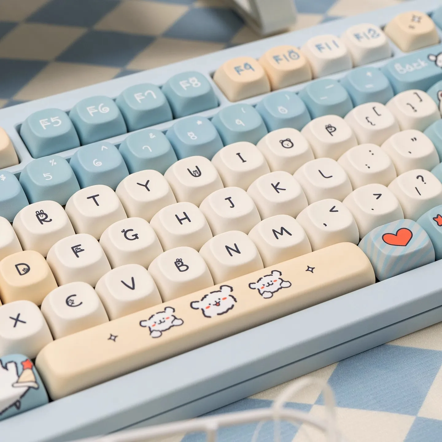 136 teclas GMK azul MOA Keycaps PBT Dye Subbed Key Caps Cherry Profile Keycap con 2.25U 2.75U 3U 7U barra espaciadora ISO Enter - imagen 5