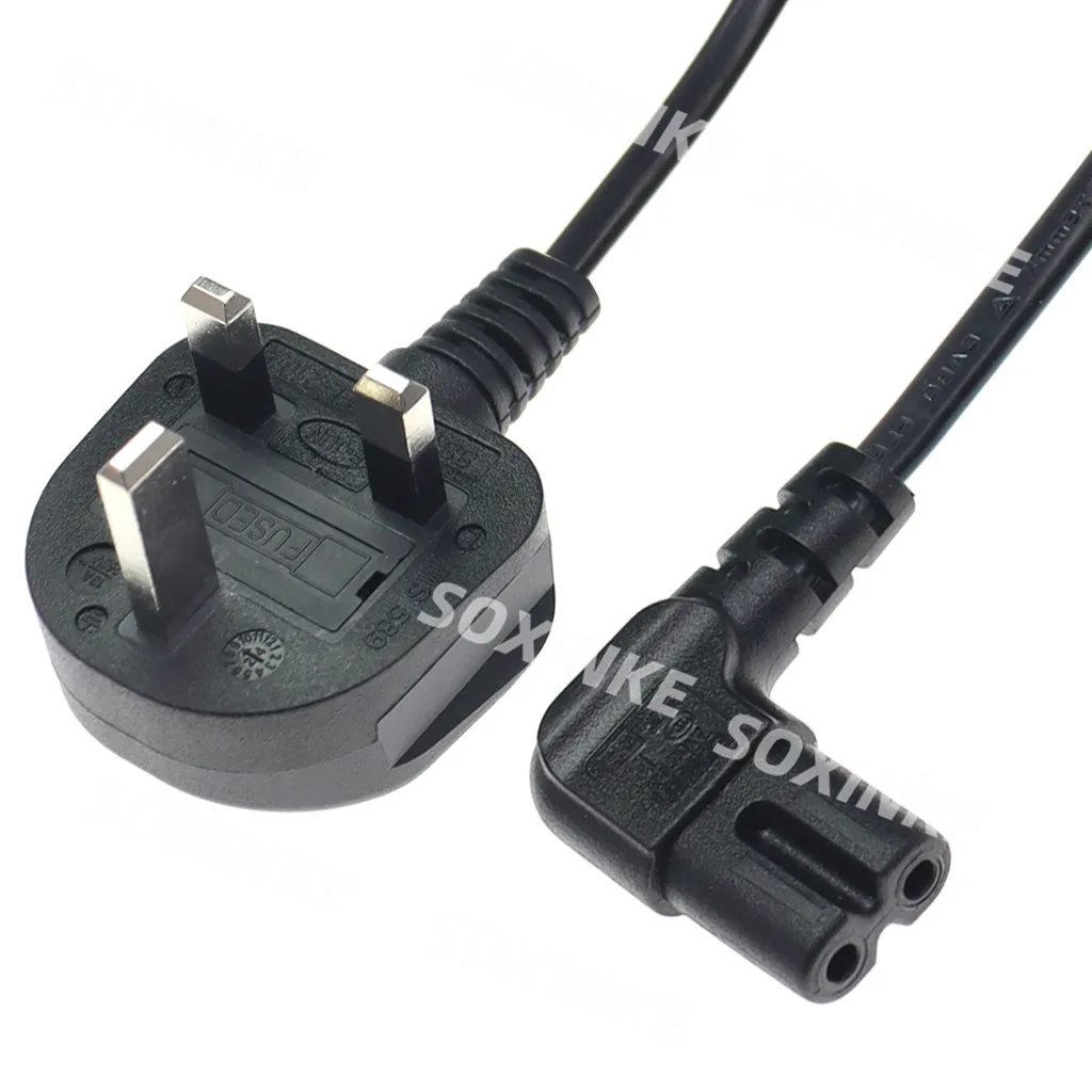 Reino Unido británico de 3 pines a figura 8 C7 en ángulo recto Singapur Malasia Cable de alimentación de CA para impresoras de TV cámaras PS4 PS3 3M - imagen 5