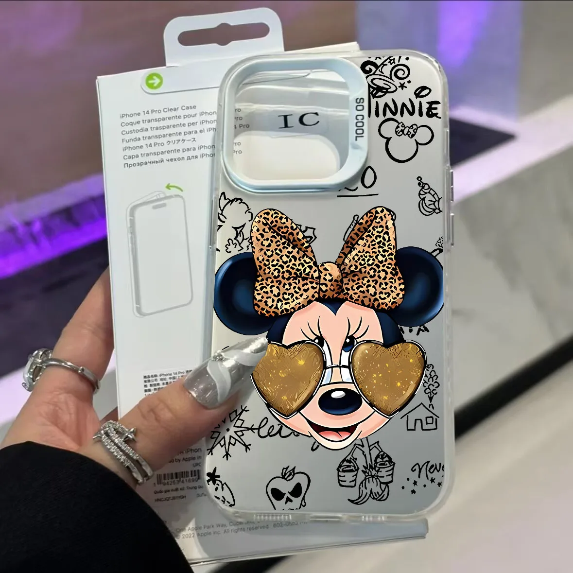 Funda de teléfono móvil Minnie con estampado de leopardo negro para OPPO A5 Pro Reno 14 13 12 11 10 Pro 5G A3PRO 13F 12F Find X8 Funda mate - imagen 5